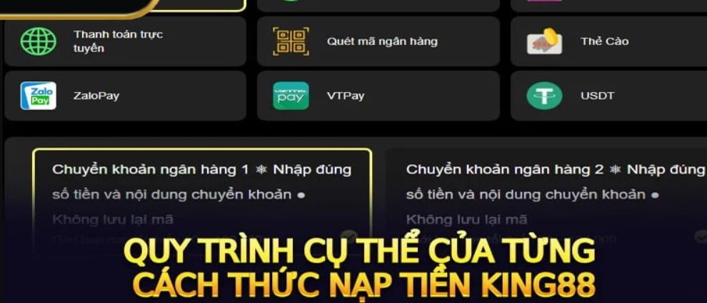 Cách nạp tiền King88 qua Internet Banking